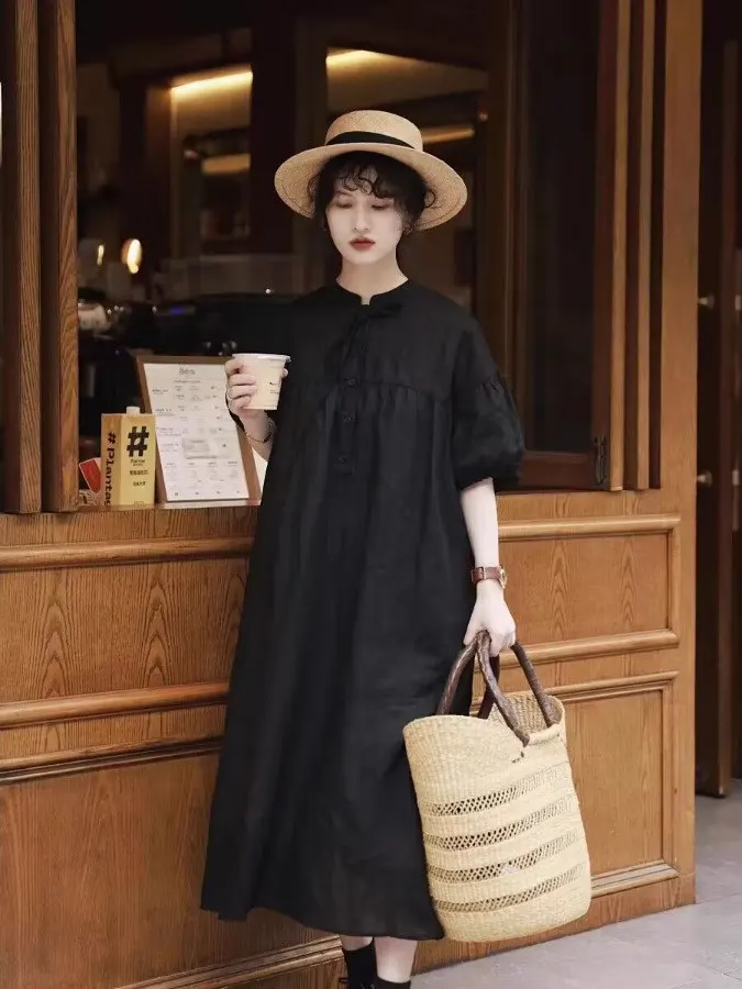 Gonna per bambola carina Sle giapponese dolce estate Dr Artistico Vintage Forest Girl Gonna torta a pieghe vento ort Sve Midi Dr