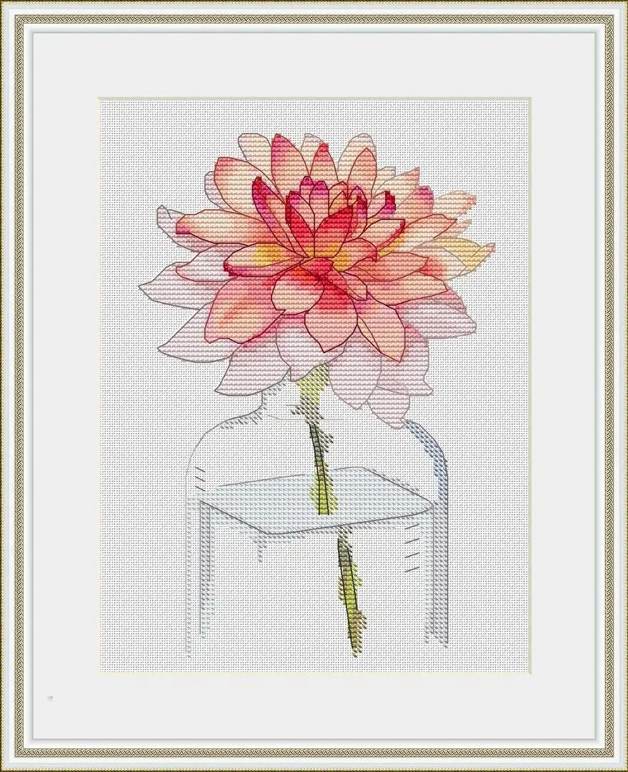 

PINK 24-30 Cross Stitch Kit Aida Count Unprint Canvas Stitches Embroidery DIY Handmade Needlework