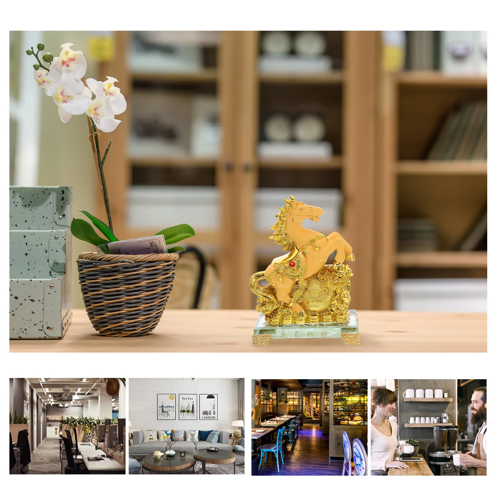 

Year of Horse Feng Shui Golden Oriental Horse Statue 2026 Zodiac Animal Lucky Desktop Car Dashboard Decoration