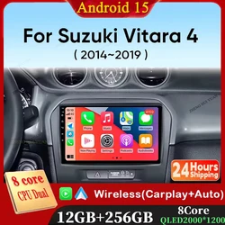 Android 15 Carplay Car Radio For Suzuki Vitara 2014 - 2019 Navigation GPS Multimedia Player stereo wifi+4G Auto DSP BT 360Camera