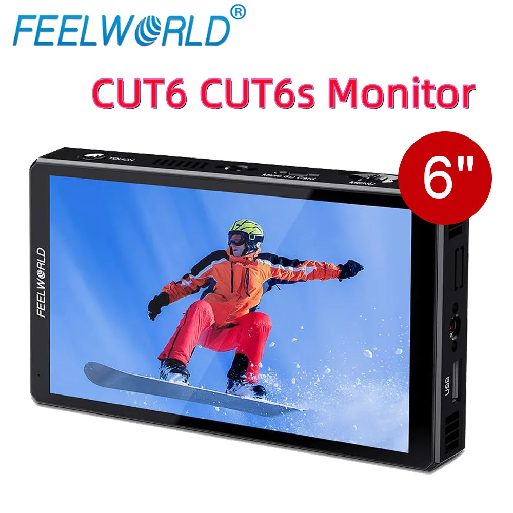 FEELWORLD CUT6 CUT6s 6 inch Touch Screen Video Monitor Recorder Monitor Support IPS 4K 1920x1080 3D LUT Portable Monitor