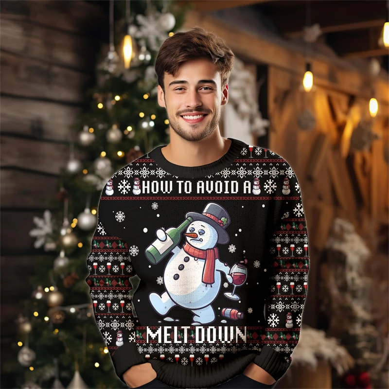 

Cartoon Snowman Graphic Sweatshirt For Women Clothes Funny Snowmies Ugly Christmas Sweater Men Crewneck Long Sleeve Pullovers