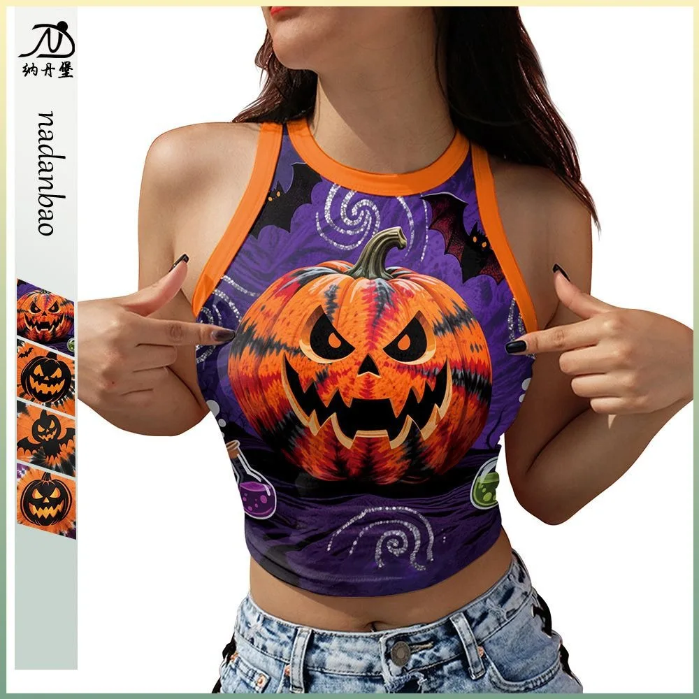 

Women's Halloween Skull Print Tight Sexy Sleeveless Tank Top T-Shirt Tops Women's Clothing Tops Halloween Party