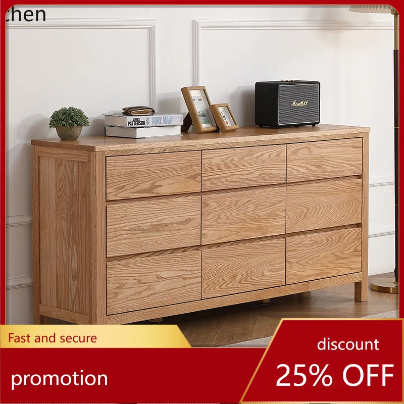 

HT Solid Wood Nine-chest Cabinet Oak Lock Storage Cabinet Multifunctional Bedroom Log Furniture