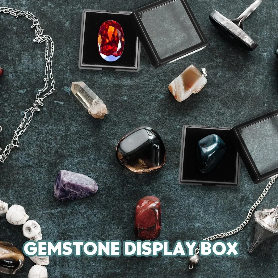 30 Uds. Caja expositora de piedras preciosas, contenedor de joyería con tapas superiores transparentes a granel de 1,57 ''x 0,6'' para gemas, monedas de diamante, embalaje de regalo R