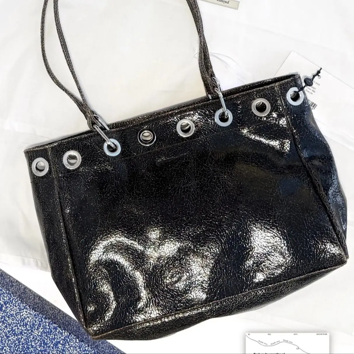 

2025 new fashion versatile contrasting colors retro old tote bag niche design portable shoulder bag