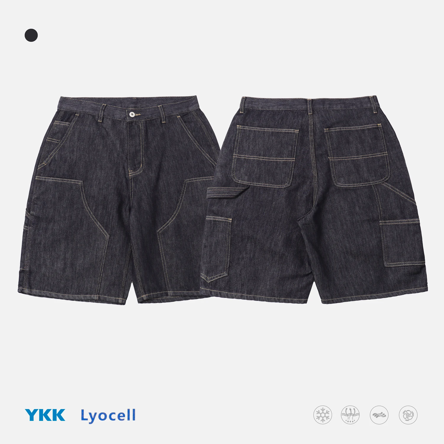 Japanese Streetwear Workwear B01 Raw Denim Bermuda Shorts 26SS Vintage Lyocell-Blend Fade-Resistant Soft & Comfortable Unisex