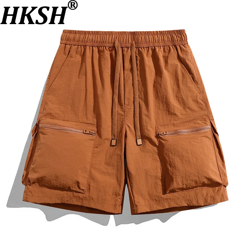 

HKSH Summer New Men's Tide Capris Nylon Ice Silk Half-Length Cargo Shorts Multiple Pockets Quick-Dry Casual Sports Chic HK20773