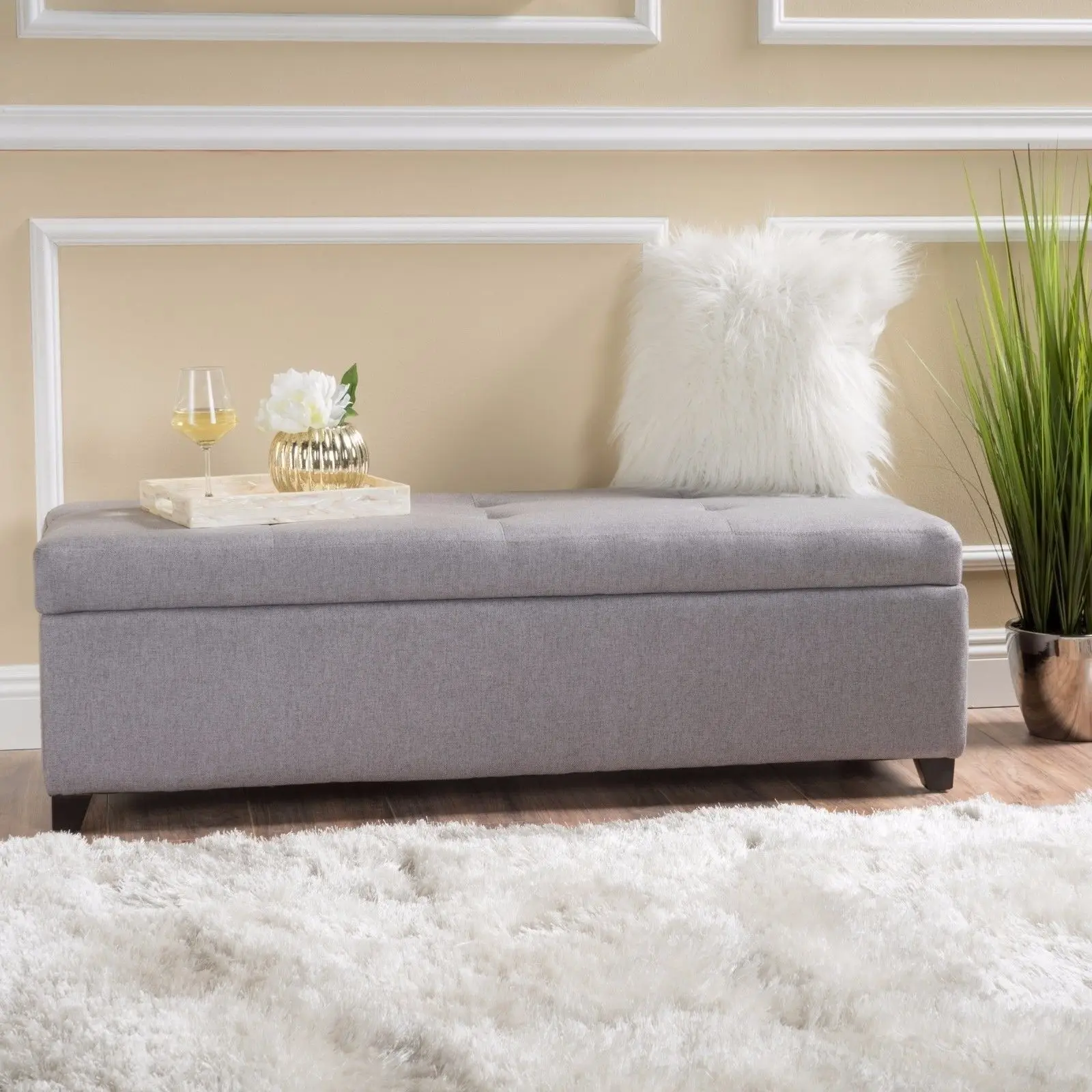 

Brentwood Contemporary Tufted Fabric Storage Ottoman Bench