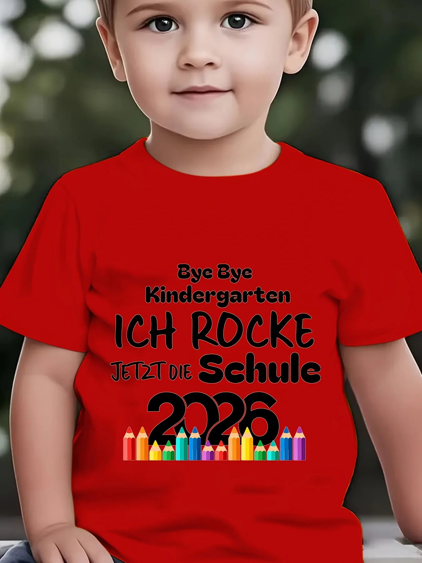 Boys Kindergarten Graduation Print T‑Shirt NY‑DX9872, Rainbow‑Pencil Cartoon Summer Casual Kids Top