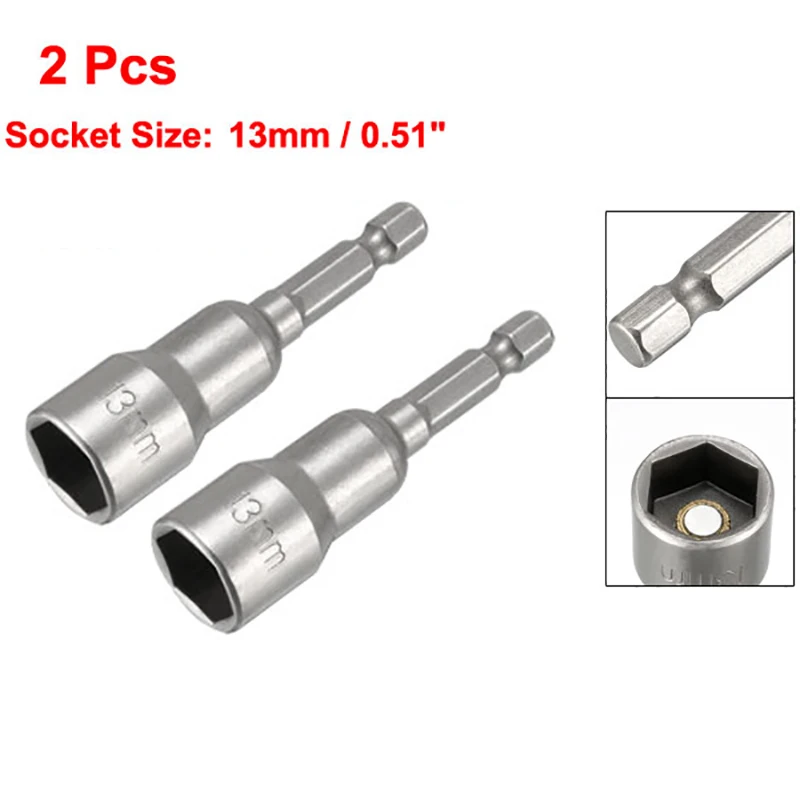 2 pz 13mm prese esagonali manicotto ugelli dado Driver 1/4 "cambio rapido codolo esagonale cacciavite magnetico Set utensili manuali chiavi a bussola