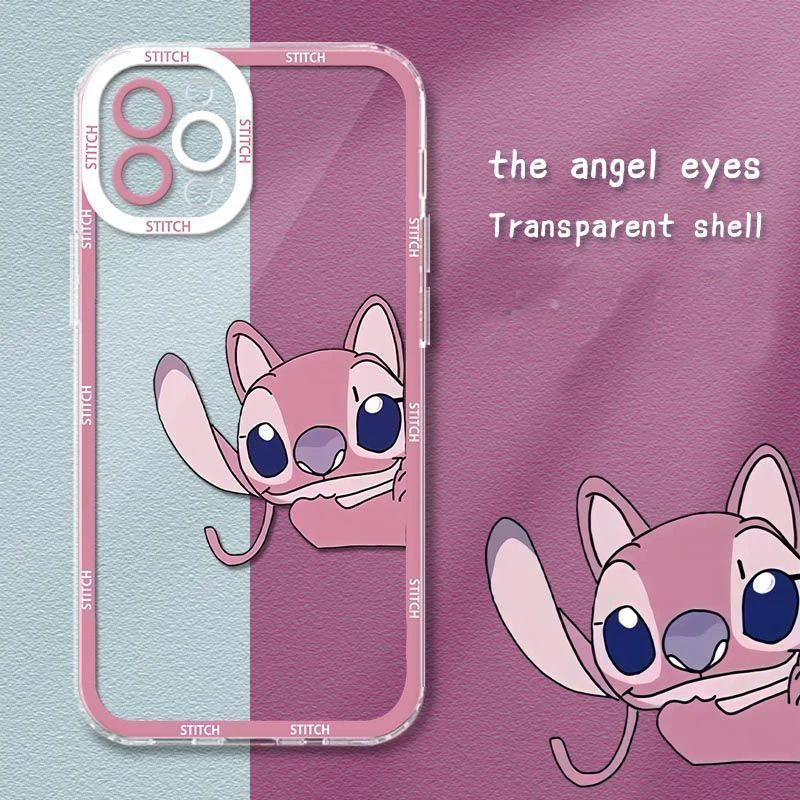 Disney Left And Right Stitch Phone Case For iPhone 15 14 13 12 11 Pro Max XR XS X 7 Plus G Silicone Protective Pupillary Shell