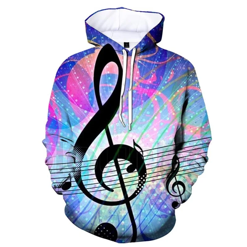 Fashion Autumn Musical Note 3D Print Hoodies Men Women Casual Long Sleeves Oversized Hoodie Pullovers Tracksuit Clothing