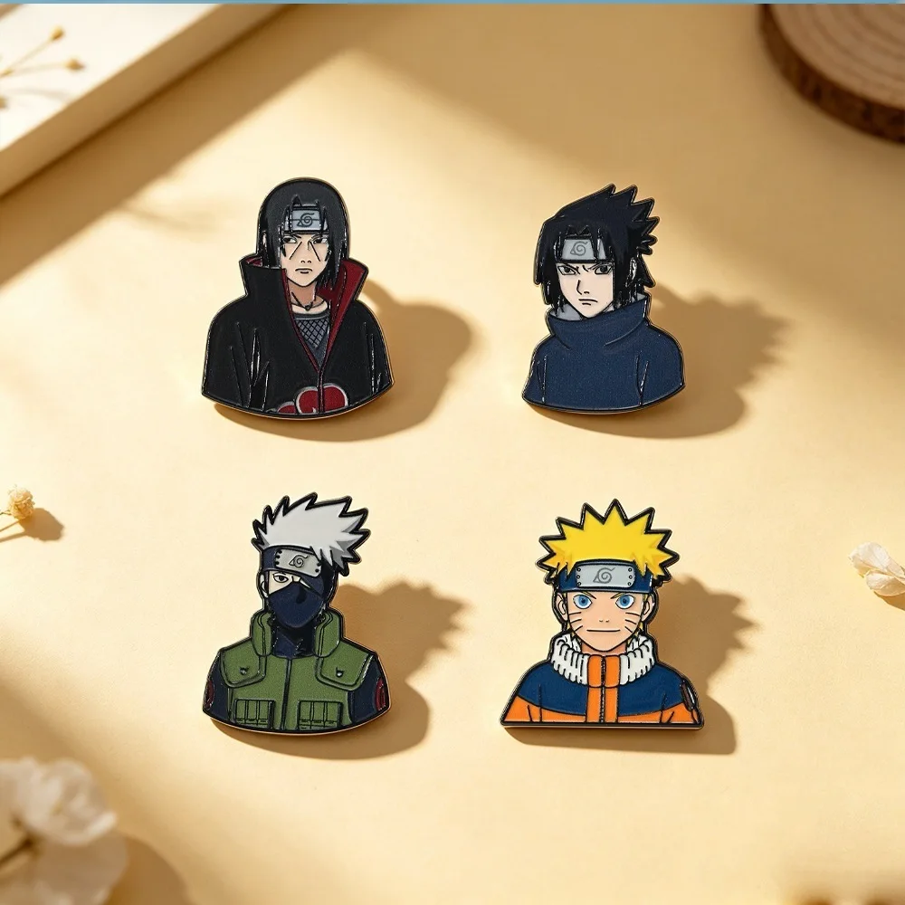 4PCS Cool Ninja Anime Character Enamel Pin Manga Warrior Figure Lapel Brooch Metal Badge Backpack Clothes Decor Cartoon Fan Gift