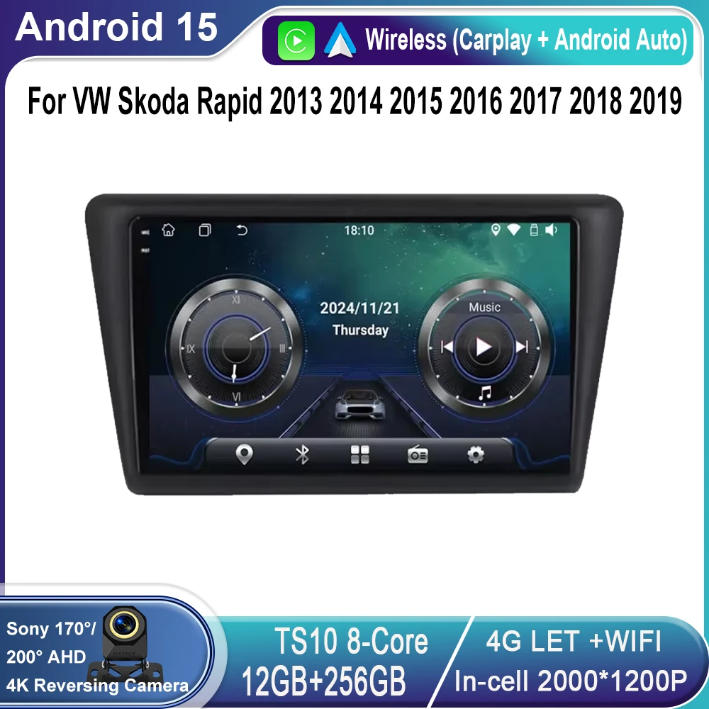 

Android 15 Carplay Car Radio For VW Skoda Rapid 2013 2014 2015 2016 2017 2018 2019 Seat Toledo 2015 - 2018 GPS Multimedia Stereo