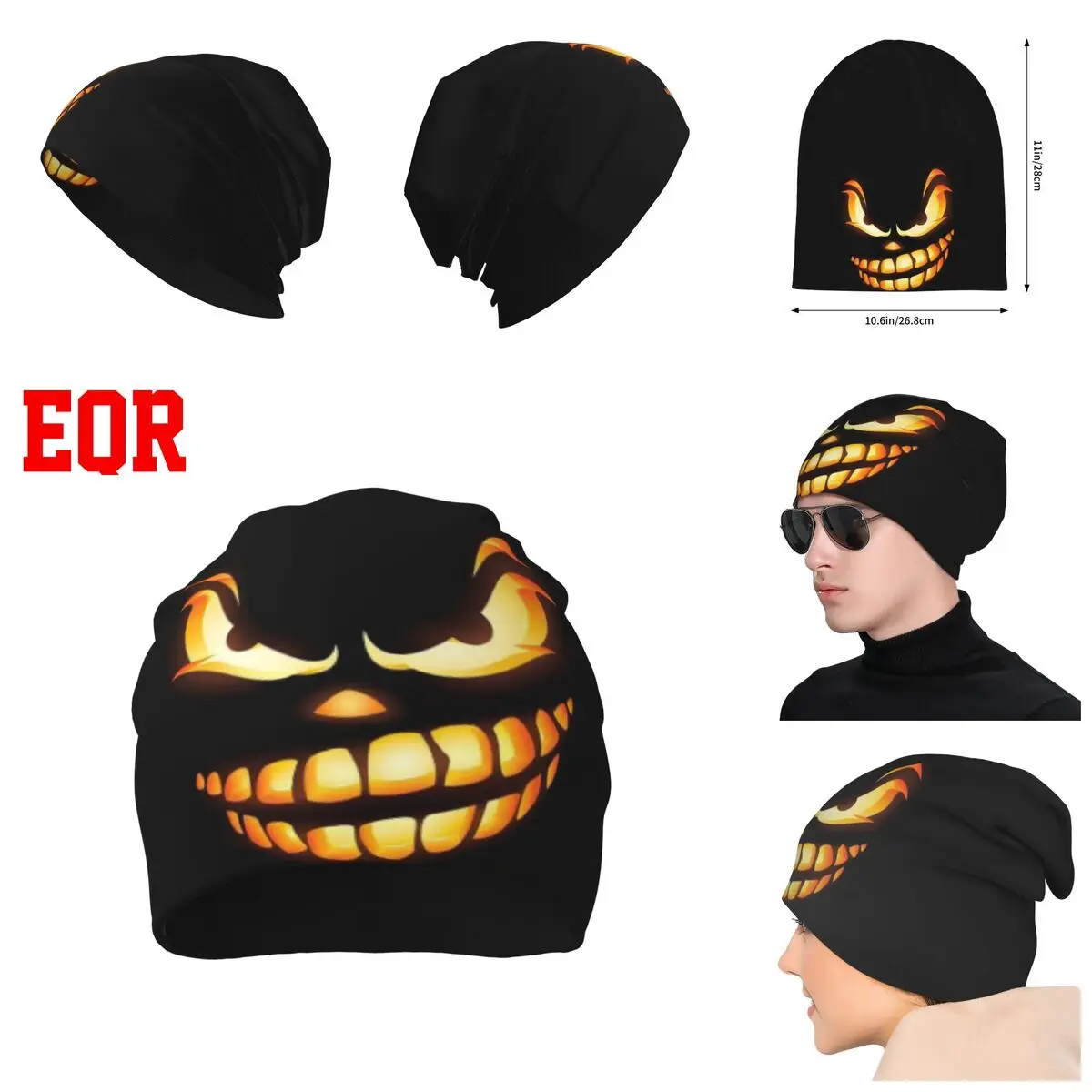 

3D Color printing Knitted Hat For Men And Women, Monster Face Gift Unisex winter Warm Brimless Urinal Hat