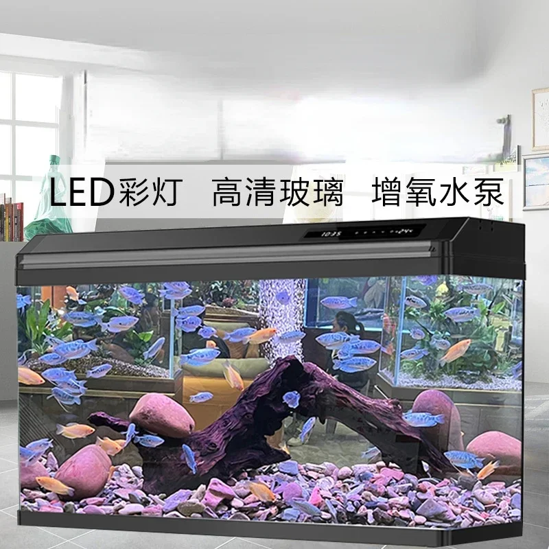 

A Fish Tank Living Room Home Floor Glass with Cabinet Aquarium Ecological Change Water Medium New Fish Globe