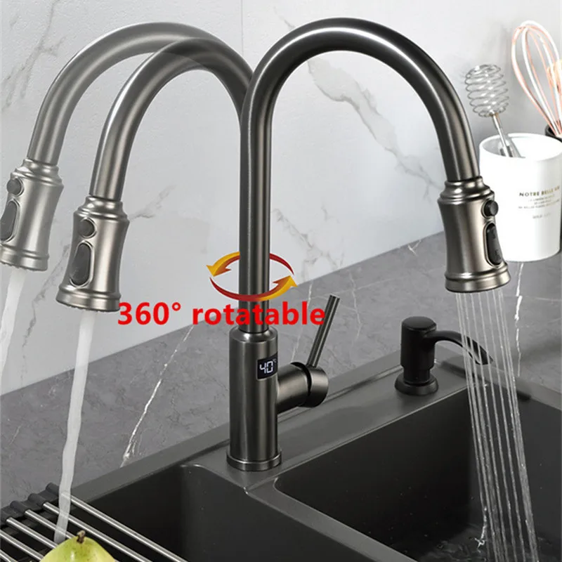Newly Digital Touch Kitchen Water Faucets Hot and Cold Smart Sensor Kitchen Mixer Taps Gray/white/black Kitchen Sink Faucets