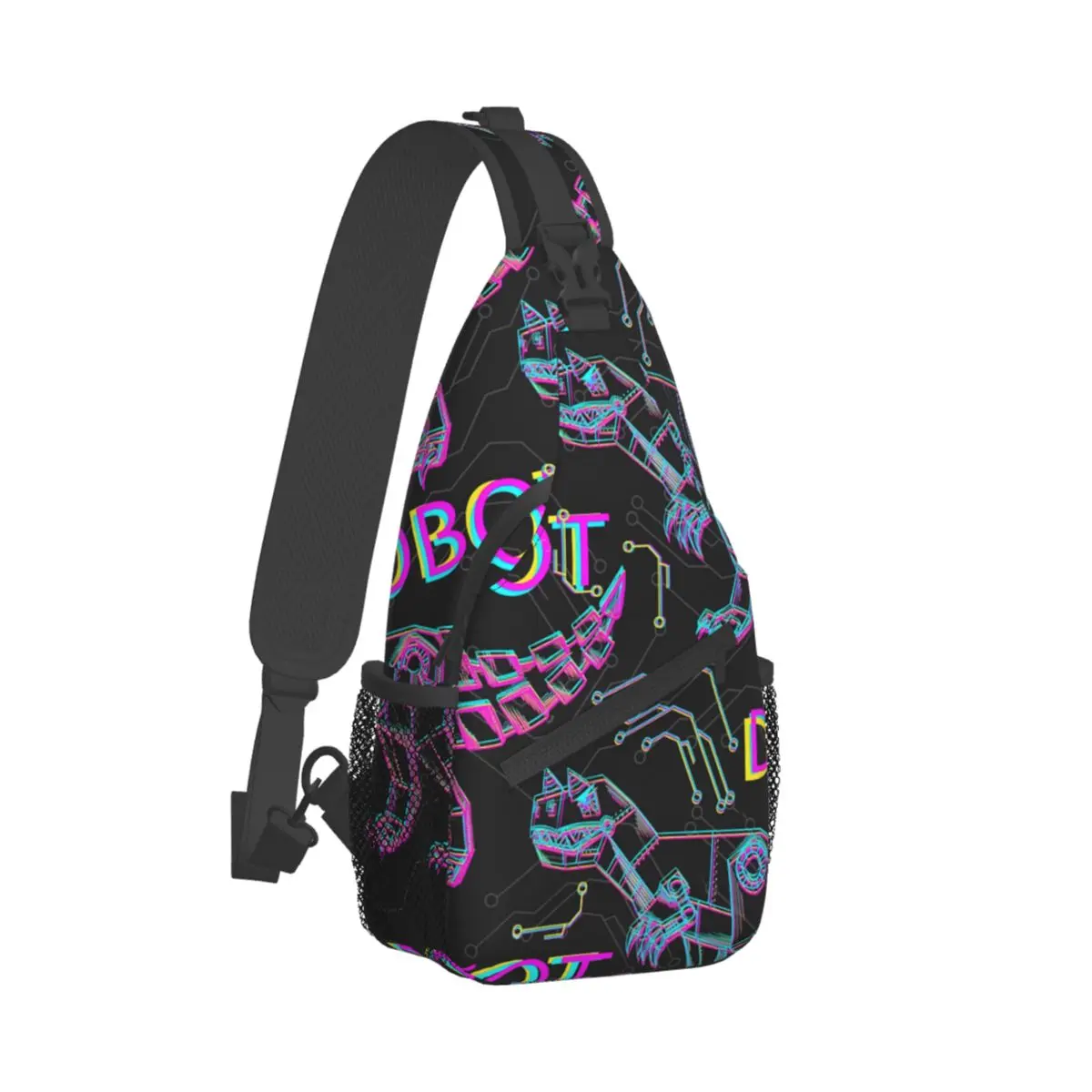 Robot Dinosaur Pattern Crossbody Chest Bags Dinosaur Pockets Travel Pack Messenger Sports Teens Shoulder Bag Unisex