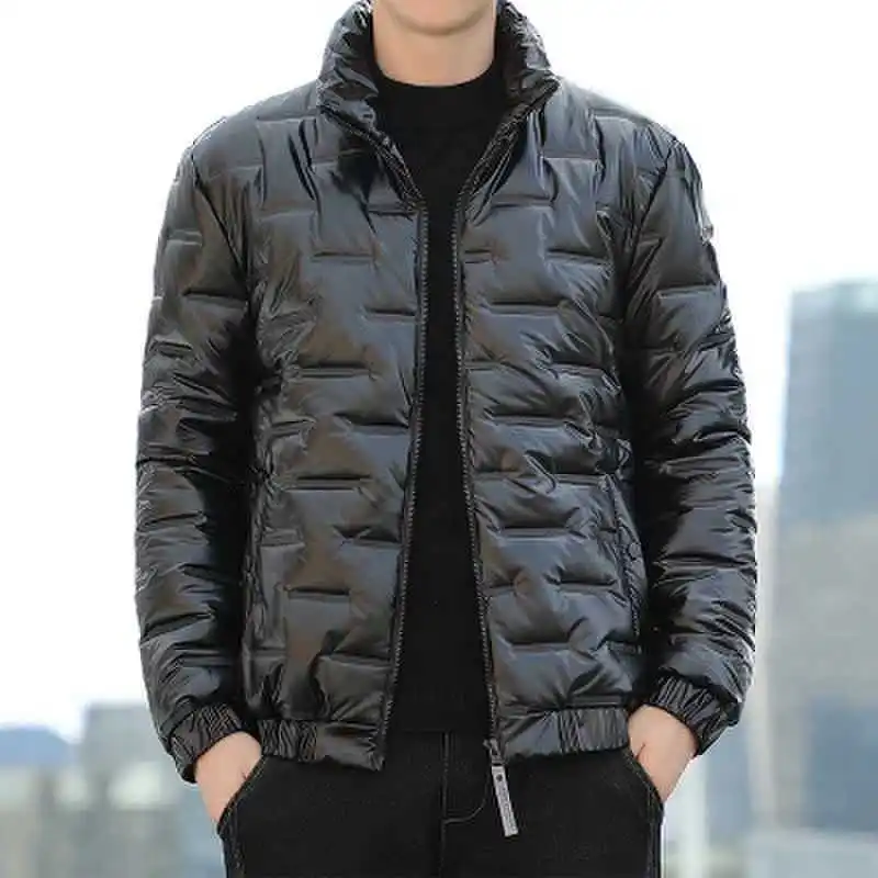 Winter New Fashion Men's Solid Color Simple Basic Casual Trendy Loose Stand Collar Long Sleeve Quilted Coats Male Parkas Clothes
