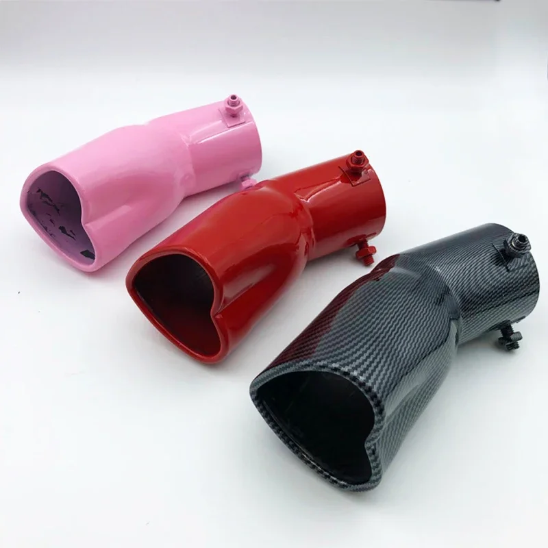 

Fashion Design Heart Shape Style Stainless Steel Carbon Fiber Exhaust Tips Muffler Tail Pipe Tube Modified Car Accessories