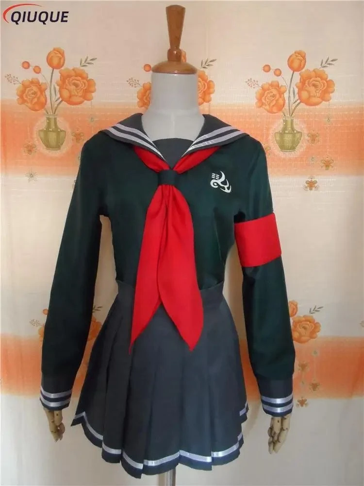 Disfraz de Cosplay Super Danganronpa 2 Peko Pekoyama, peluca, gafas, vestido de marinero para mujeres y niñas, uniforme de estudiante escolar JK personalizado