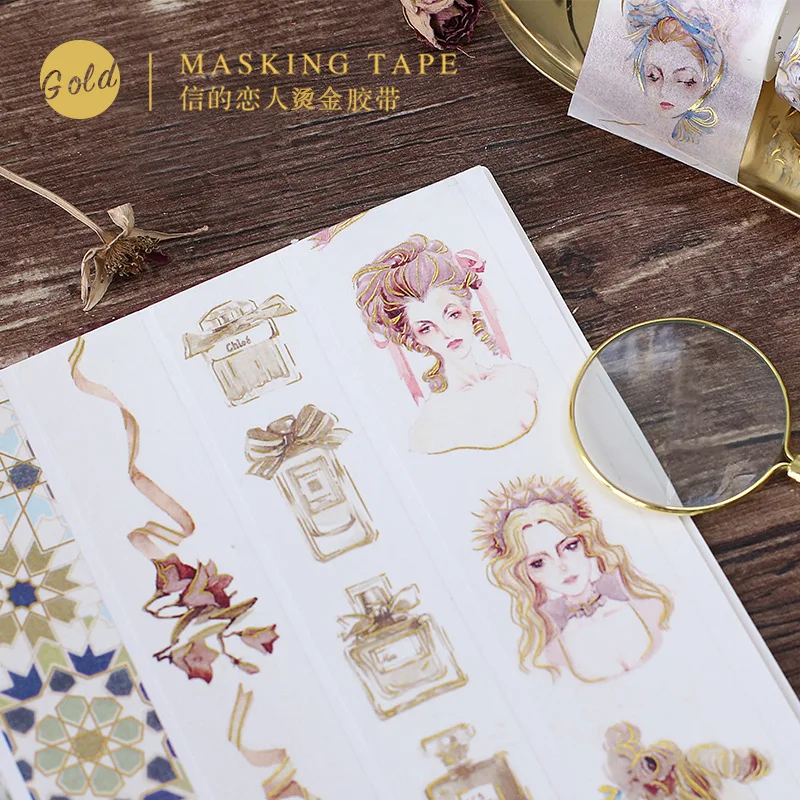 3cm*5m Vintage Gold Stamping Rococo Washi Tape DIY Decoration Scrapbooking Planner Adhesive Tape Kawaii