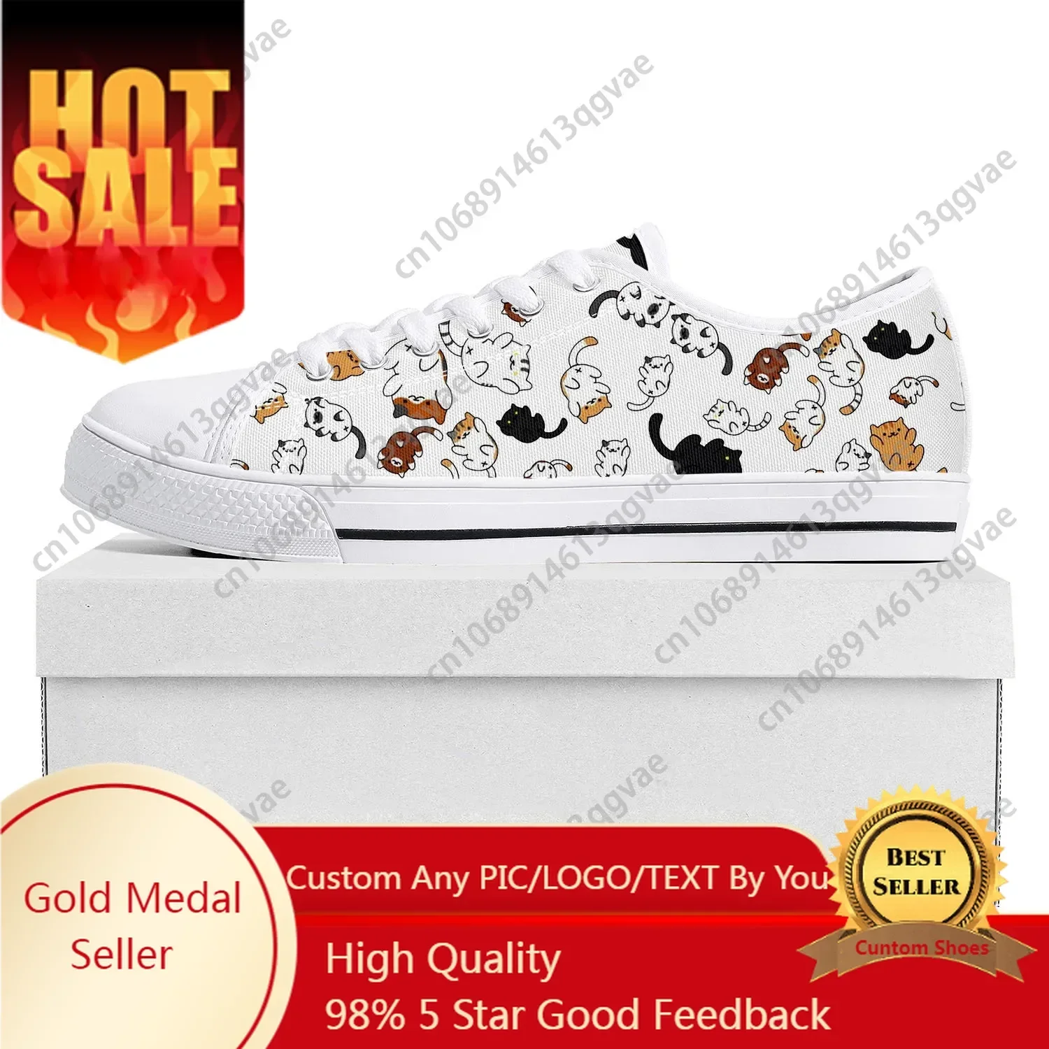 Cute Fat Cat Pet Cat Low Top High Quality Sneakers Mens Womens Teenager Canvas Custom Shoe White Sneaker Casual Couple Shoes