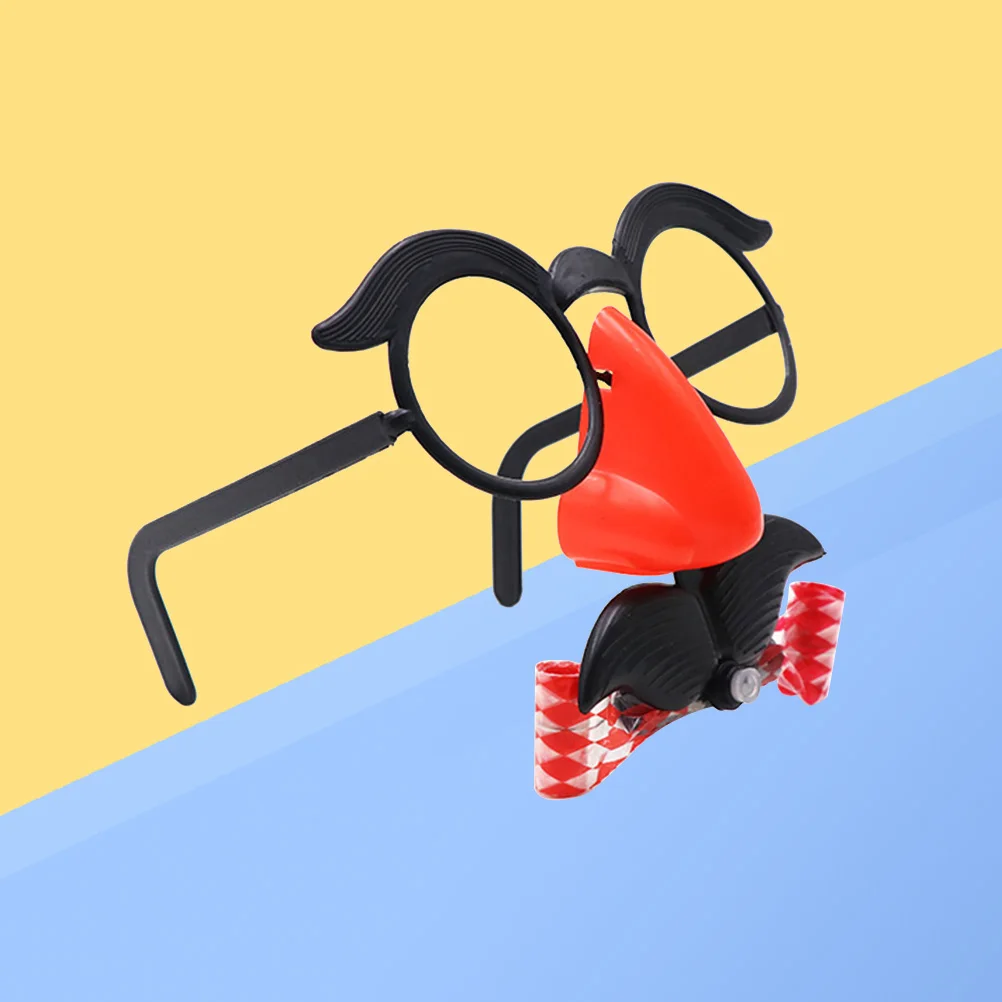 2pcs Funny Mustache Nose Glasses Whistle Prank Blowout Dragon Costume Round Frame Lightweight Eyebrow Gag Joke For