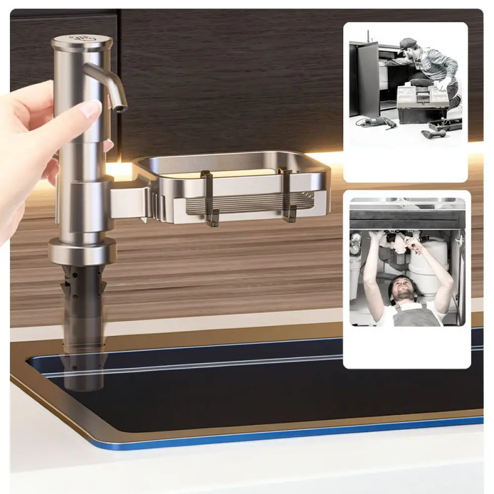 Kitchen Sink Soap Dispenser Aluminum Manual Press Liquid Pump Durable Modern Countertop Cleaning Tool For Home Utility