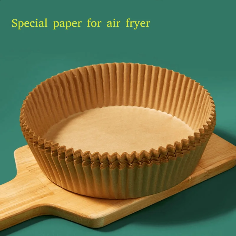 50PCS Air Fryer Liners 6.5 Inch Non-Stick Paper, Heat Resistant Baking Trays for Oven Microwave, Disposable Oil Absorbing Pans