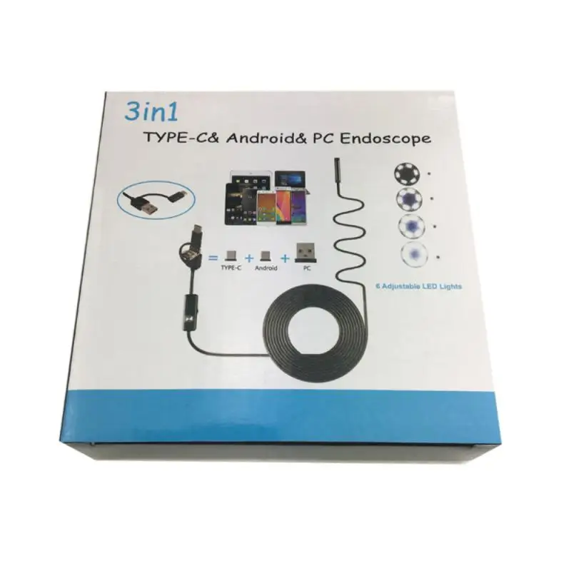 Endoscópio da câmera tipo C com Micro USB, Borescope Cam, Inspeção Smartphone Android, 2m, 3m, 1.5m, 3 em 1