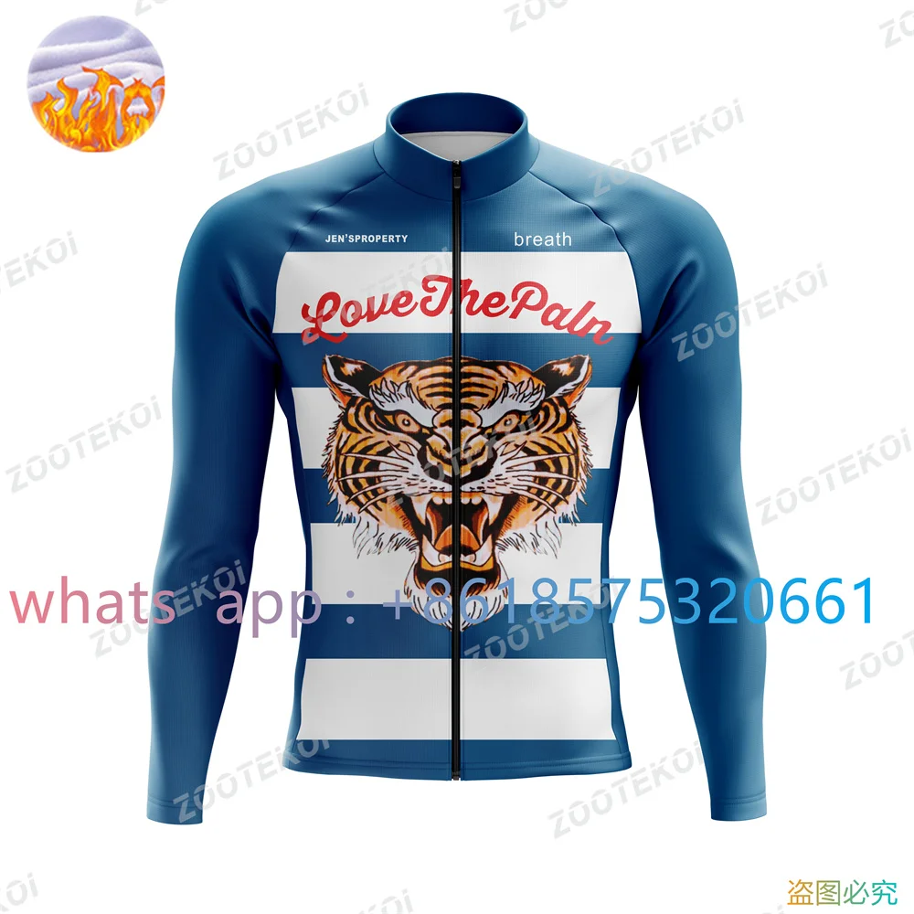 Love The Pain New Men Team Winter Thermal Fleece Cycling Jersey Set Ropa Ciclismo Bicycle Pants Mtb Cycling Culotte Wear Maillot