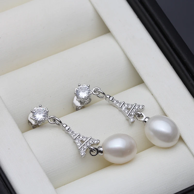 

Natural Freshwater Grey Pearl Drop Earrings For Woman,Vintage 925 Sterling Silver Pearl earring Jewelry Mother Birthday Gift