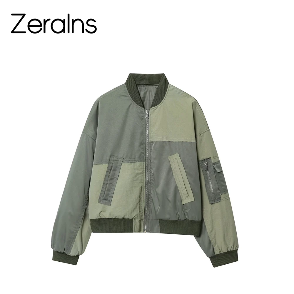 

ZERAINS Autumn new women's clothing style loose and slimming patchwork fly cotton jacket jacket jacket