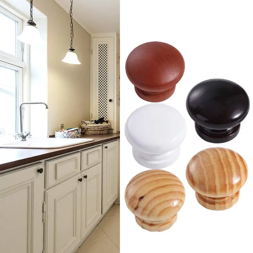 

Polished Finish Circular Drawer Handles Rust-Resistant Natural Wood Dresser Furniture Door Knobs Beautiful Texture