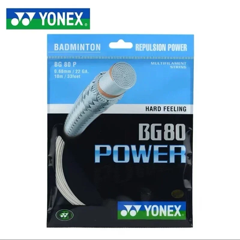 YONEX-Cuerda de raqueta de bádminton Yy BG80 POWER (0,68mm), resistencia, alta elasticidad, competición de entrenamiento profesional, cuerda de alta