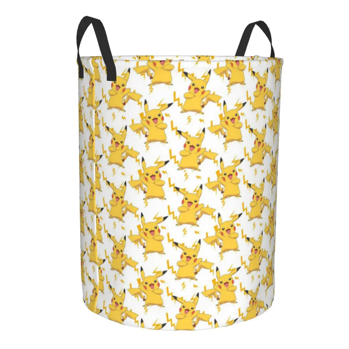 Custom P-Pikachus Pattern Laundry Basket Collapsible Toy Clothes Hamper Storage Bin for Kids Nursery