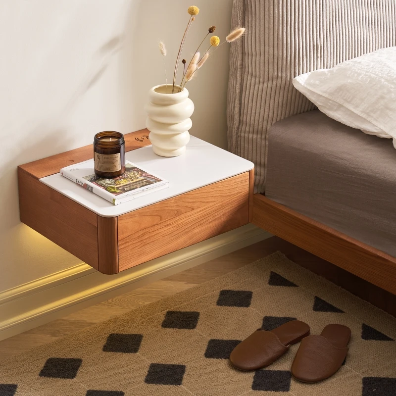 

Wooden Small Floating Wall Mounted Modern Minimalist Bedroom Oak Bedside Table Nightstand