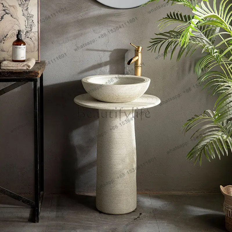 Outdoor wash basin column balcony bathroom integrated floor sink table