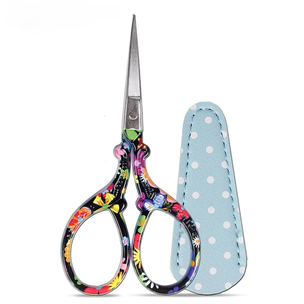 Professional Sharp Embroidery Scissors – Precision Sewing Tool with Leather Sheath for Needlework, Crafts & DIY (1-Piece)