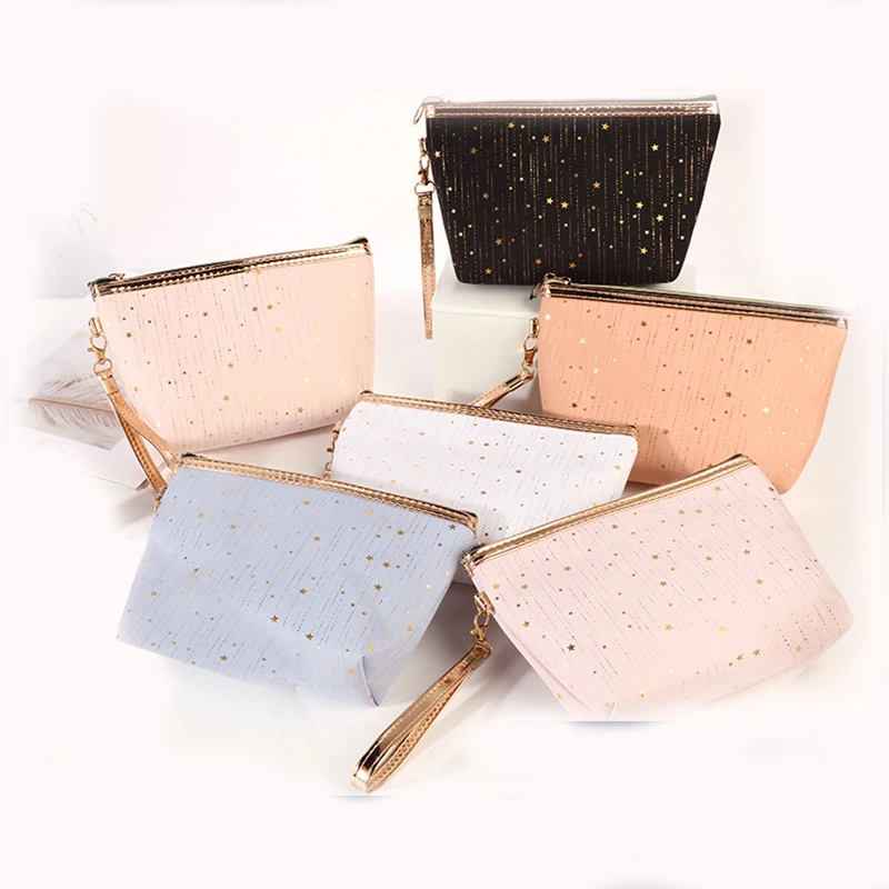 2023 Fashion Cosmetic Bag Women Bronzing Bling Stars Makeup Bags Travel Organizer Toiletry Kits Portable Make Up Bags Beautician