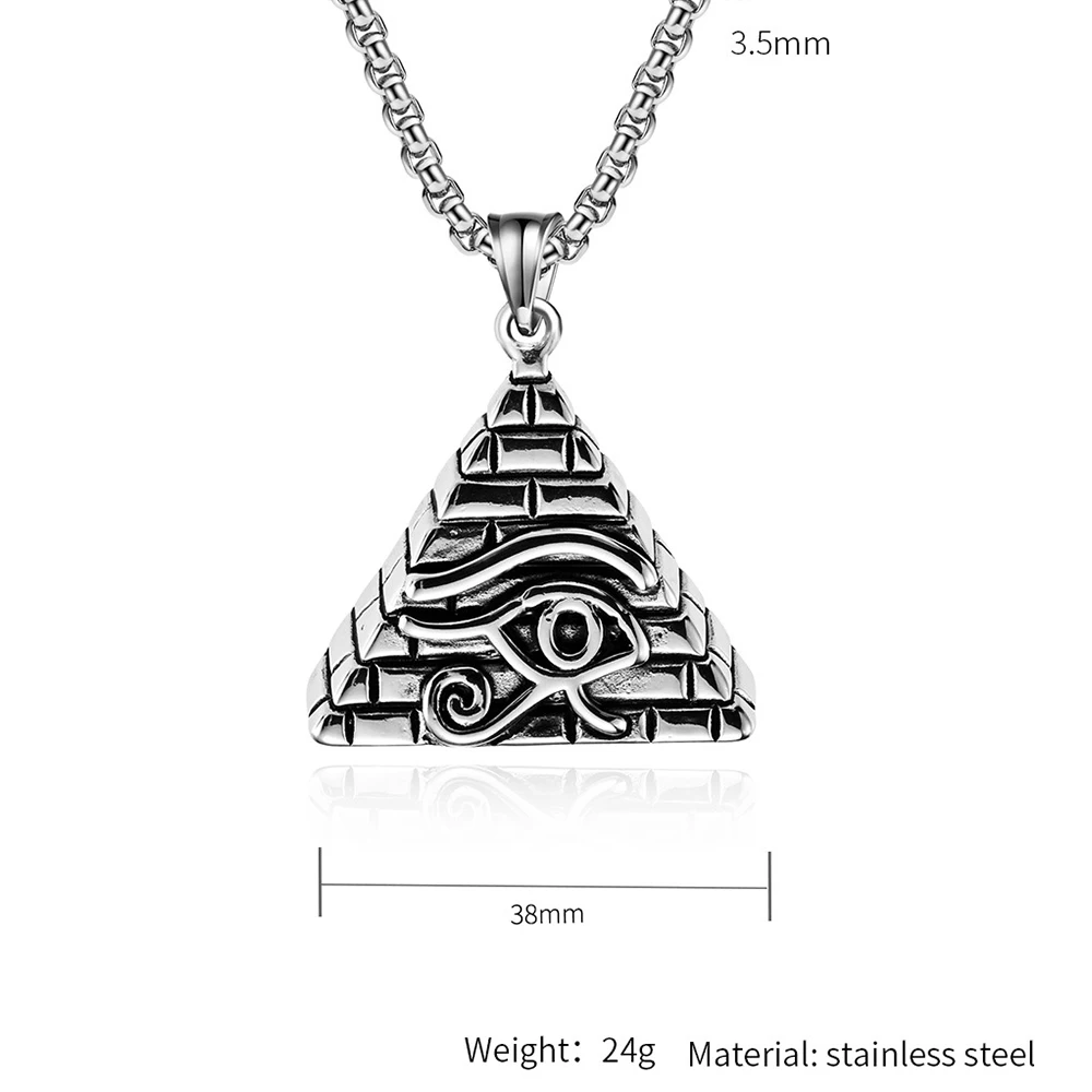 Fashion Vintage Eye Of Horus Necklace For Men Stainless Steel Egyptian Pyramid Pendant Unique Amulet Jewelry Gifts Dropshipping