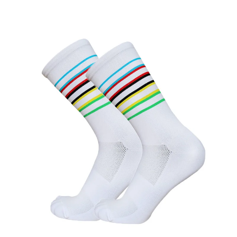 Women Colorful Cycling Socks Men Champion 2023 Stripes Sports New Breathable Compression Bike Socks Calcetines Ciclismo