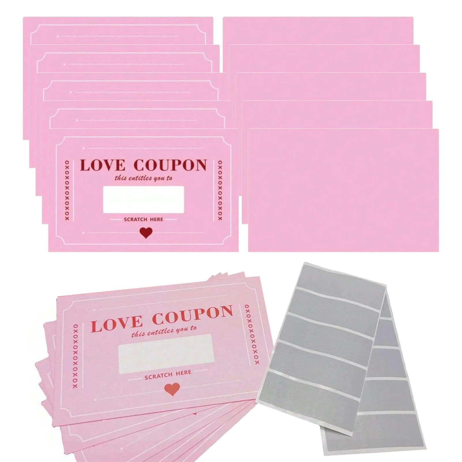 Scratch-Off Love Coupons 20 Pieces Scratch Valentines Day Card DIY Valentine's Day Love Coupons Creative Gifts for Boyfriends view 3