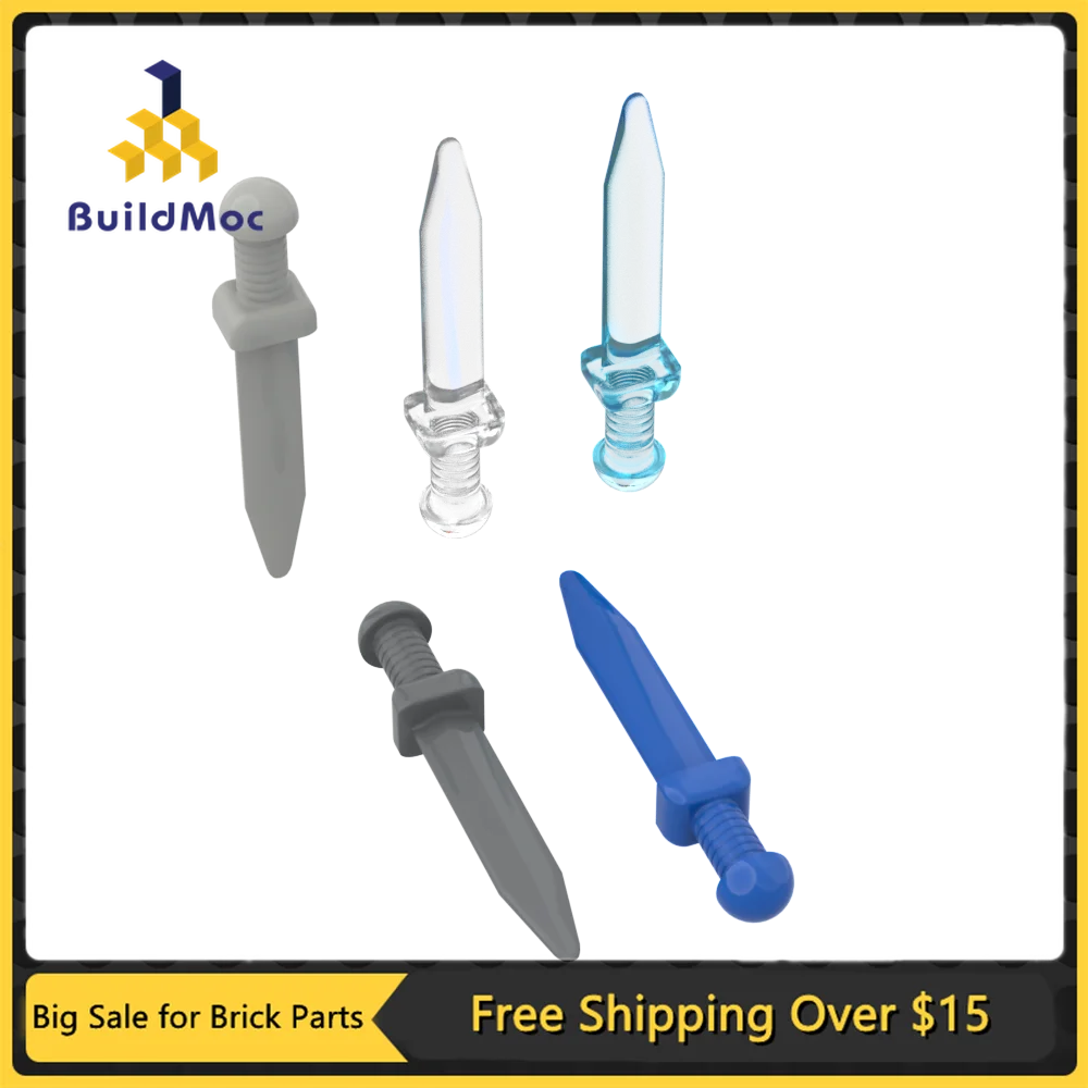 10Pcs MOC Parts 95673 Sword Roman Gladius Compatible Bricks DIY Assmble Building Blocks Particle Kid Puzzle Brain Toy Gift