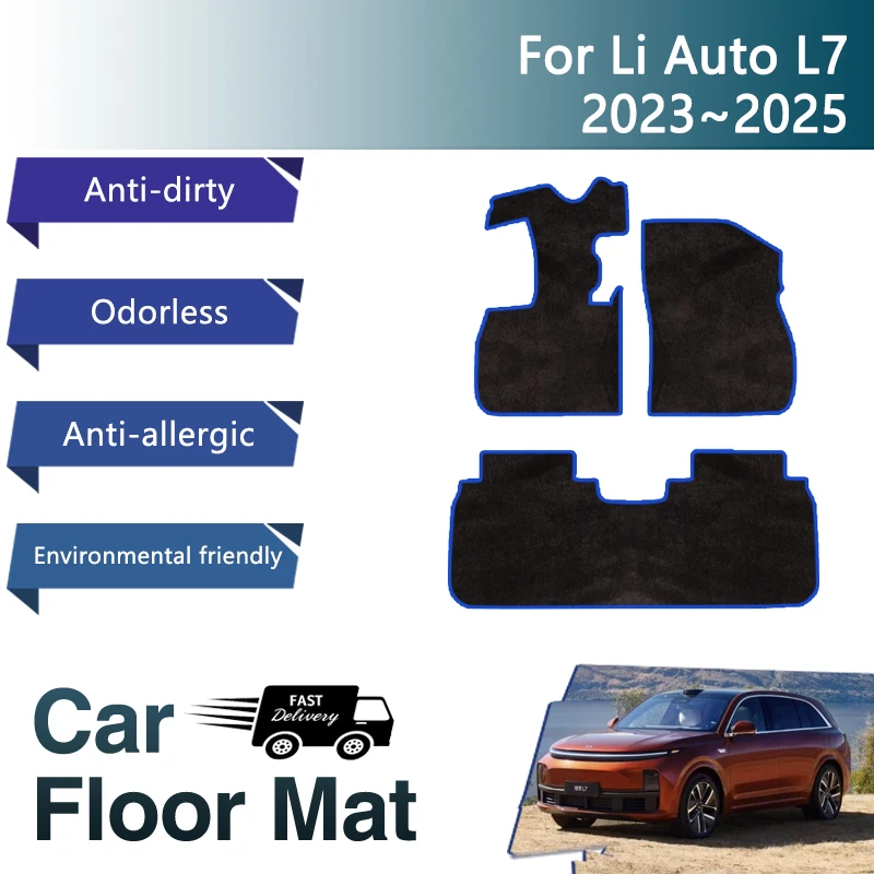 

3PCS Car Floor Mats For Li Auto Lixiang L7 2023 2024 2025 Dirt-resistant Flannel Rugs Floor Carpets Foot Covers Auto Accessories