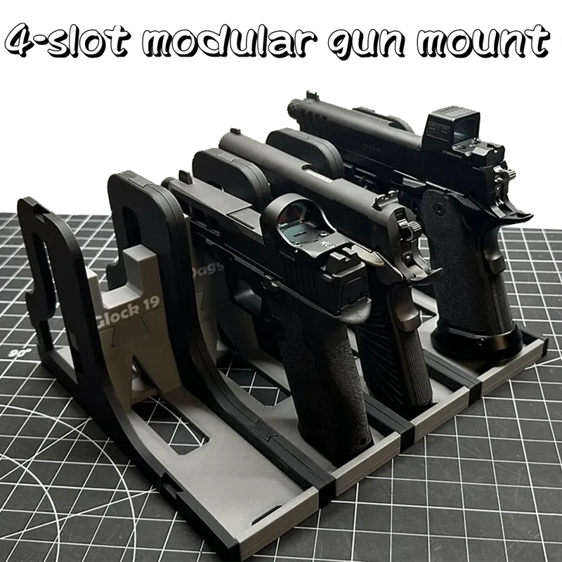 

New 4-Slot Modular Picatinny Rail Gun Rack 3d Printed Modular Pistol Display Rack For Gun Collectors Safe Storage & Organization