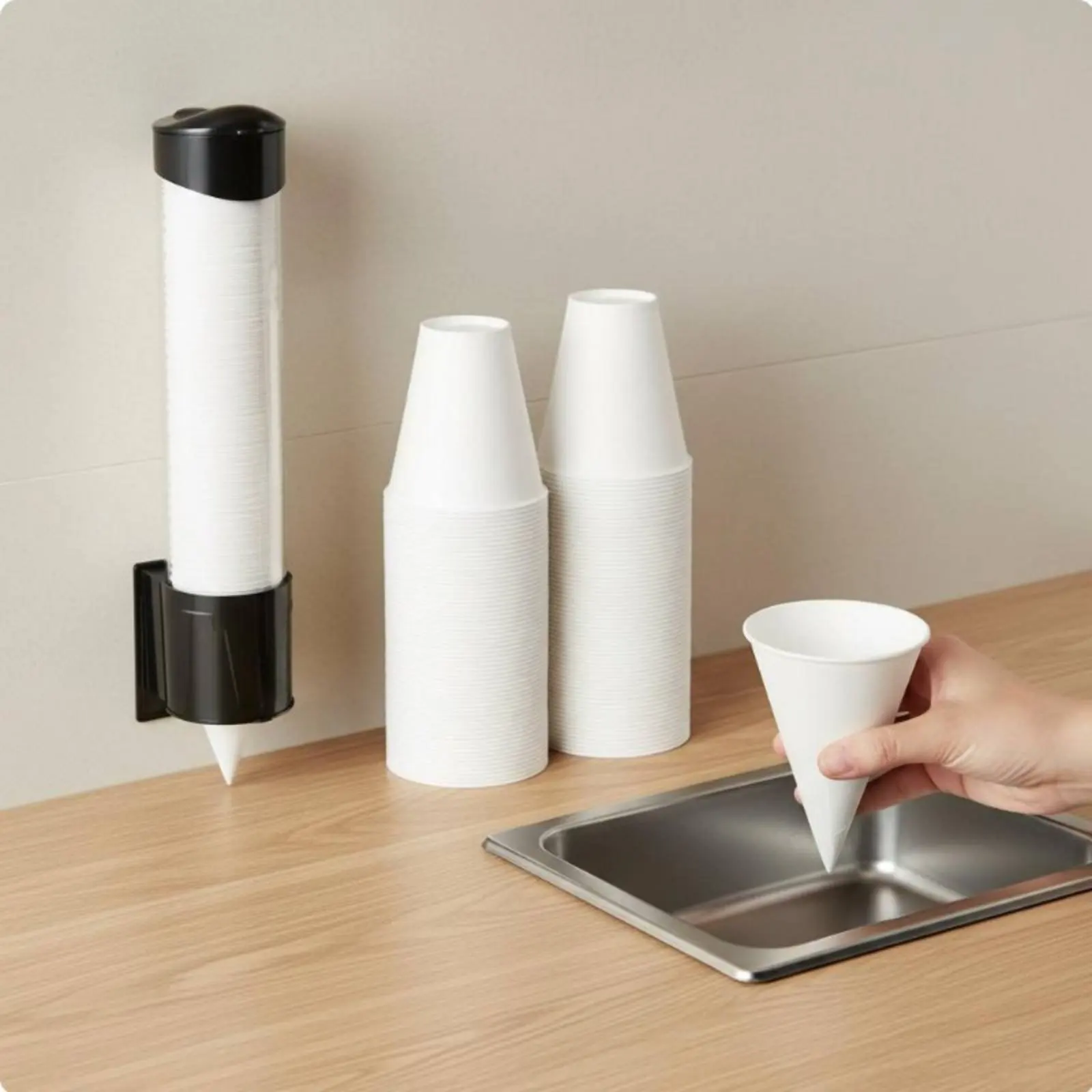 

5000 Pieces Paper Cone Cups Dispenser Included 4 Ounce Cone Paper Cups Food Supply Supplies for Bathroom