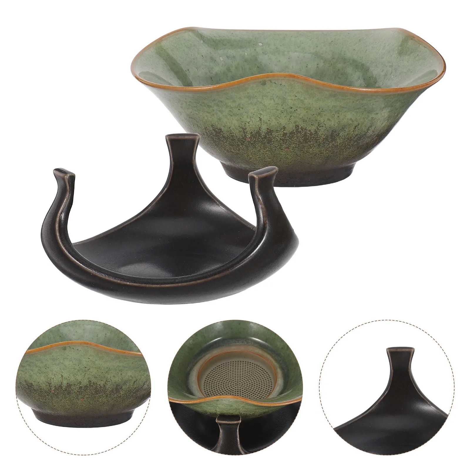 

1Set Porcelain Tea Filter Ceramic Loose Leaf Strainer Tool Vintage Chinese Kung Fu Style Tea Infuser Mesh Fine Filter